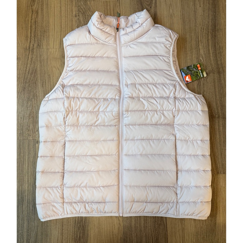 Ozark Trail Puffer Vest Womens XL 16-18 Light Pink Full Zip Quilted Sleeveless